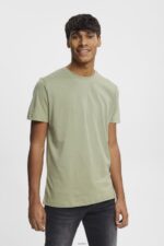 Men Esprit Light Khaki Flecked jersey t-shirt T-Shirts XF4444780