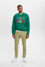 Men Esprit Light Khaki Slim Leg Chino Pants Trousers & Pants XF4444593 - Image 2