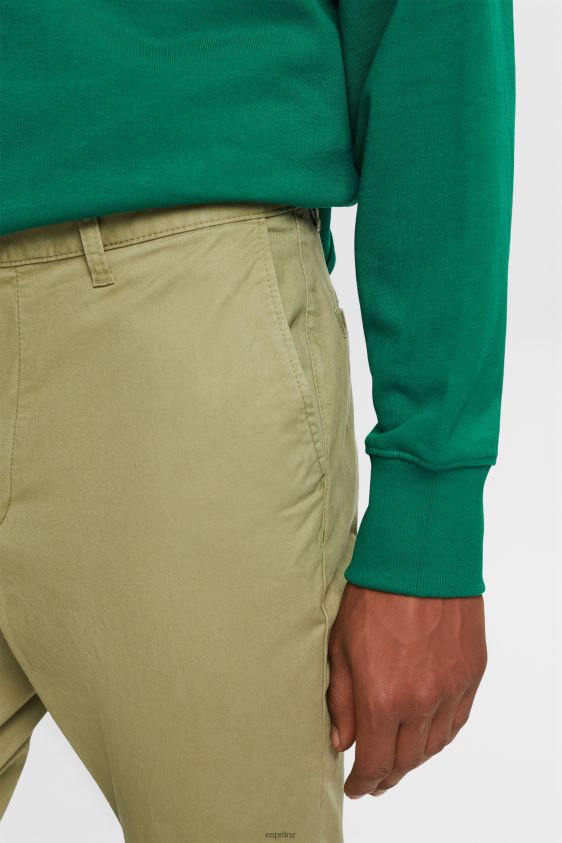 Men Esprit Light Khaki Slim Leg Chino Pants Trousers & Pants XF4444593 - Image 3