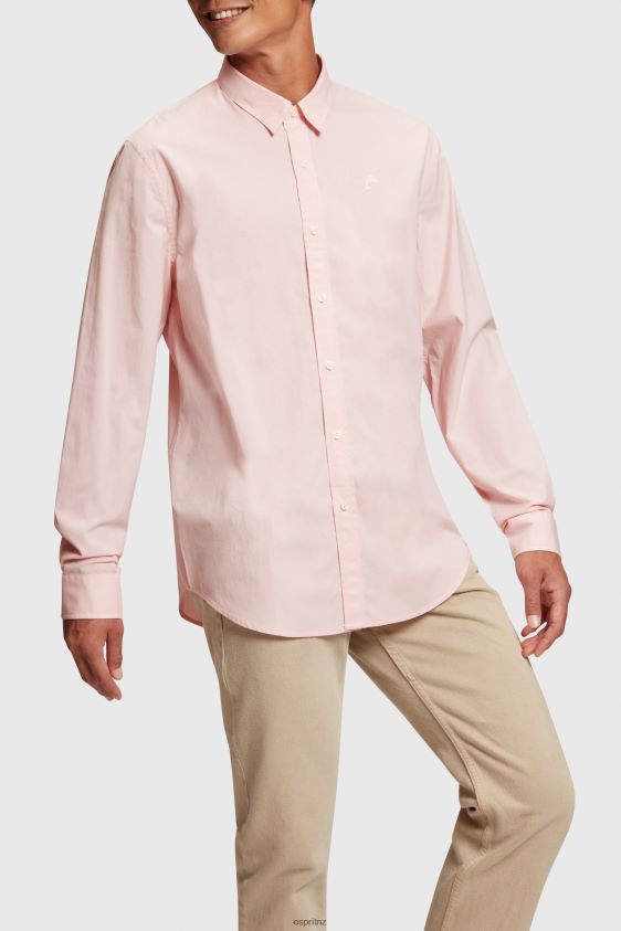 Men Esprit Light Pink Slim fit dolphin badge poplin shirt Shirts XF4444804 - Image 2