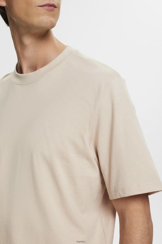 Men Esprit Light Taupe Cotton crewneck T-shirt T-Shirts XF4444722 - Image 3