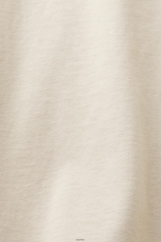 Men Esprit Light Taupe Cotton crewneck T-shirt T-Shirts XF4444722 - Image 4