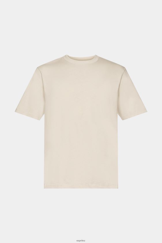 Men Esprit Light Taupe Cotton crewneck T-shirt T-Shirts XF4444722 - Image 5