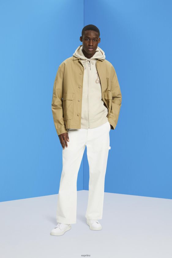 Men Esprit Light Taupe Full-length zip hoodie Sweatshirts & Hoodies XF4444635 - Image 2