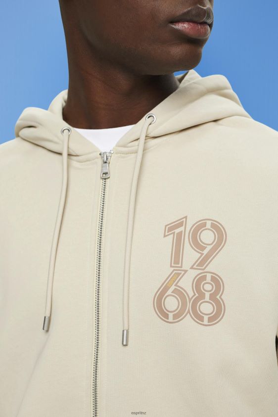 Men Esprit Light Taupe Full-length zip hoodie Sweatshirts & Hoodies XF4444635 - Image 3
