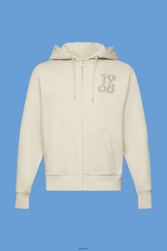 Men Esprit Light Taupe Full-length zip hoodie Sweatshirts & Hoodies XF4444635 - Image 5