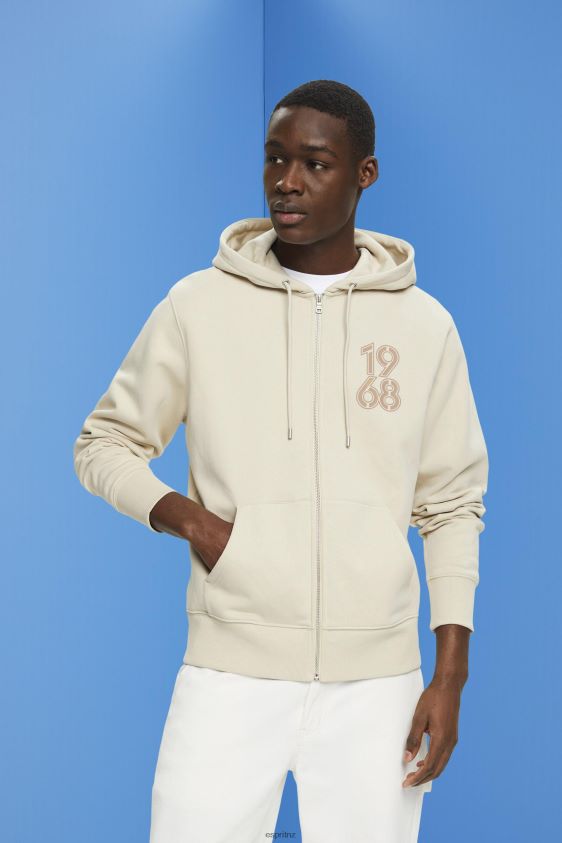 Men Esprit Light Taupe Full-length zip hoodie Sweatshirts & Hoodies XF4444635 - Image 1