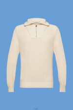 Men Esprit Light Taupe Half-zip knitted jumper Sweaters XF4444761 - Image 5