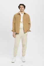 Men Esprit Light Taupe Joggers with logo print Joggers XF4444665 - Image 2