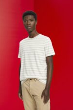 Men Esprit Light Taupe Striped sustainable cotton t-shirt T-Shirts XF4444704