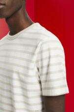 Men Esprit Light Taupe Striped sustainable cotton t-shirt T-Shirts XF4444704 - Image 3