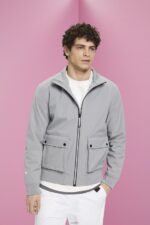 Men Esprit Medium Grey Herringbone softshell jacket Jackets XF4444729