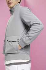 Men Esprit Medium Grey Herringbone softshell jacket Jackets XF4444729 - Image 3