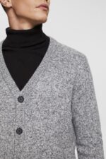 Men Esprit Medium Grey Knitted cardigan with buttons Sweaters XF4444697 - Image 3