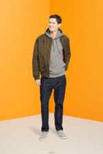 Men Esprit Medium Grey Melange hoodie with small logo print Sweatshirts & Hoodies XF4444826 - Image 2