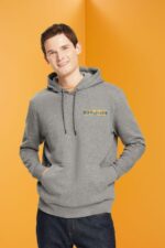 Men Esprit Medium Grey Melange hoodie with small logo print Sweatshirts & Hoodies XF4444826