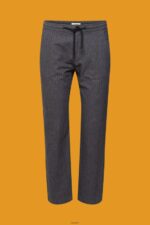 Men Esprit Medium Grey Pinstripe trousers with drawstring waistband Trousers & Pants XF4444815 - Image 5