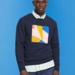 Men Esprit Navy Applique sweatshirt Sweatshirts & Hoodies XF4444882