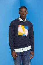 Men Esprit Navy Applique sweatshirt Sweatshirts & Hoodies XF4444882