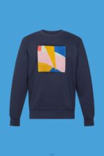 Men Esprit Navy Applique sweatshirt Sweatshirts & Hoodies XF4444882 - Image 5