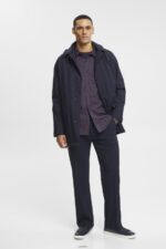 Men Esprit Navy Checked slim fit shirt Shirts XF4444689 - Image 2