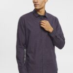 Men Esprit Navy Checked slim fit shirt Shirts XF4444689