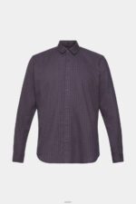 Men Esprit Navy Checked slim fit shirt Shirts XF4444689 - Image 5