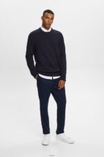 Men Esprit Navy Cotton Crewneck Sweatshirt Sweatshirts & Hoodies XF4444579 - Image 2