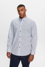 Men Esprit Navy Cotton Poplin Shirt Shirts XF4444575