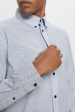 Men Esprit Navy Cotton Poplin Shirt Shirts XF4444575 - Image 3