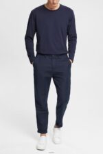Men Esprit Navy Jersey long sleeve top Long Sleeve XF4444948 - Image 2