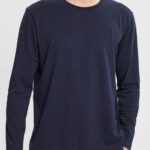 Men Esprit Navy Jersey long sleeve top Long Sleeve XF4444948