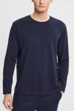 Men Esprit Navy Jersey long sleeve top Long Sleeve XF4444948