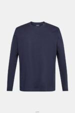 Men Esprit Navy Jersey long sleeve top Long Sleeve XF4444948 - Image 5
