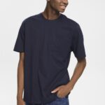 Men Esprit Navy Jersey t-shirt T-Shirts XF4444681