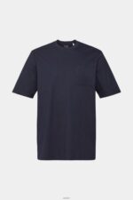 Men Esprit Navy Jersey t-shirt T-Shirts XF4444681 - Image 5
