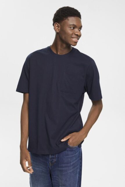Men Esprit Navy Jersey t-shirt T-Shirts XF4444681