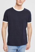 Men Esprit Navy Jersey T-shirt T-Shirts XF4444956