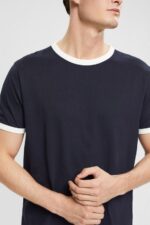 Men Esprit Navy Jersey T-shirt T-Shirts XF4444956 - Image 3