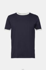 Men Esprit Navy Jersey T-shirt T-Shirts XF4444956 - Image 5