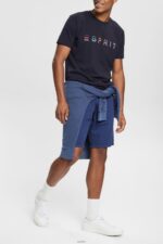 Men Esprit Navy Jersey T-shirt with an embroidered logo T-Shirts XF4444917 - Image 2