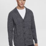 Men Esprit Navy Knitted cardigan with buttons Sweaters XF4444698