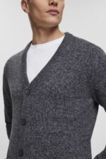 Men Esprit Navy Knitted cardigan with buttons Sweaters XF4444698 - Image 3