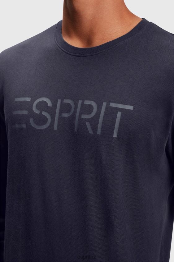 Men Esprit Navy Logo print jersey t-shirt T-Shirts XF4444866 - Image 2