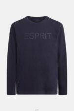Men Esprit Navy Logo print jersey t-shirt T-Shirts XF4444866 - Image 4
