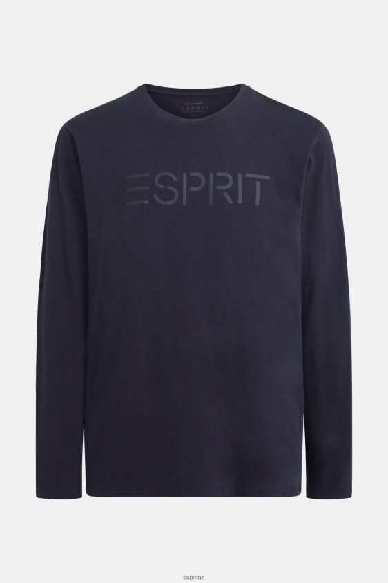 Men Esprit Navy Logo print jersey t-shirt T-Shirts XF4444866 - Image 4
