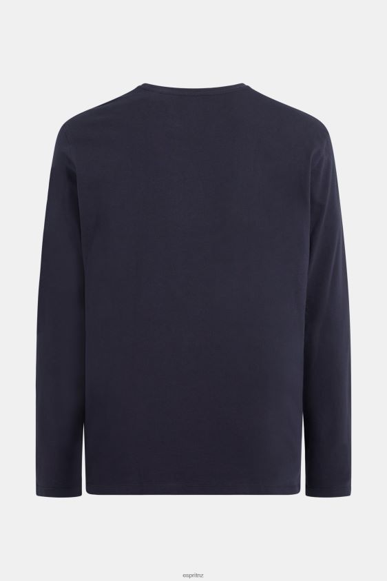 Men Esprit Navy Logo print jersey t-shirt T-Shirts XF4444866 - Image 5