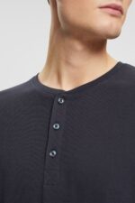 Men Esprit Navy Long sleeve waffle pique top, 100% cotton Long Sleeve XF4444822 - Image 3
