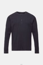 Men Esprit Navy Long sleeve waffle pique top, 100% cotton Long Sleeve XF4444822 - Image 5
