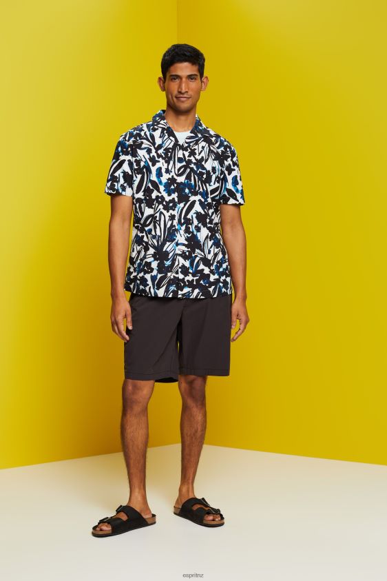 Men Esprit Navy Patterned short sleeve shirt, 100% cotton Shirts XF4444613 - Image 2